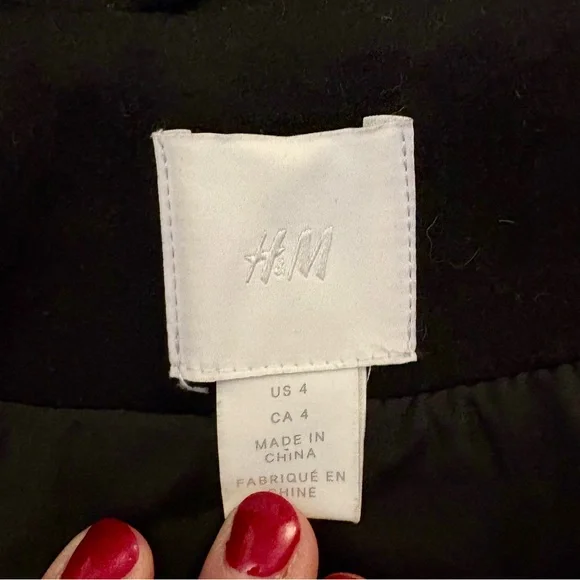 H&M Double Breasted Black Pea Coat - Picture 6 of 6